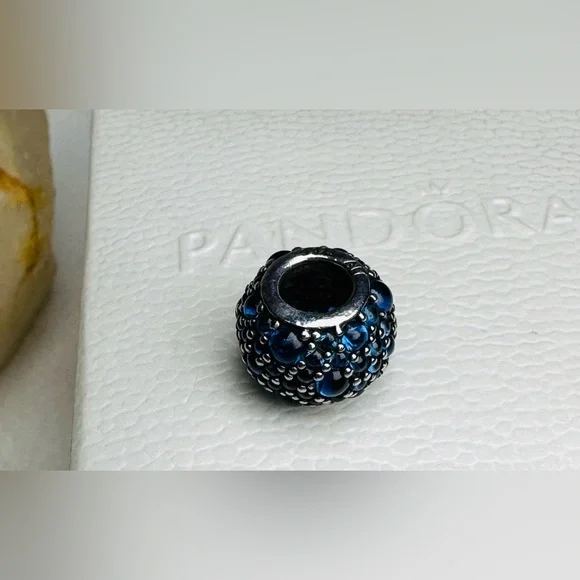 Authentic Retired Pandora Shimmering Droplets with London Blue Crystal S925 Ale - Picture 11 of 12